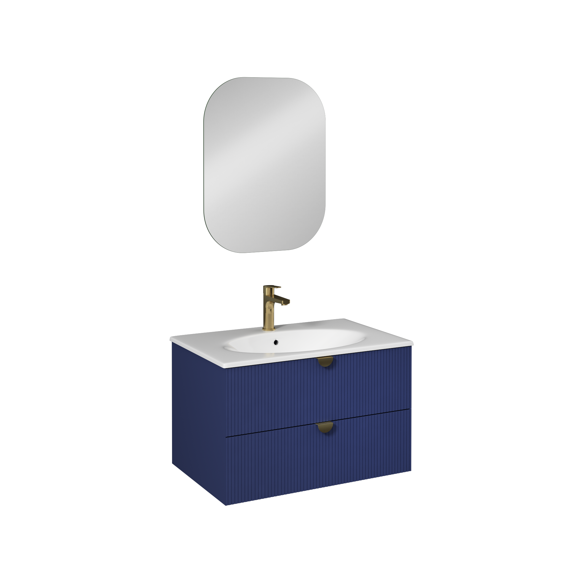 b295d475-a952-4382-b958-78b04545164e.png Isvea Infinity Lavabo Ünitesi, 80 cm, Gece Mavisi, İnoks Kulplu - 21IFS772093I - Banyo Dolapları