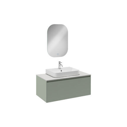 Isvea Coredo Lavabo Ünitesi, İç Çekmeceli, 100 cm, Çimento Gri - Beyaz Lavabolu - 21CRS491101I - Banyo Dolapları