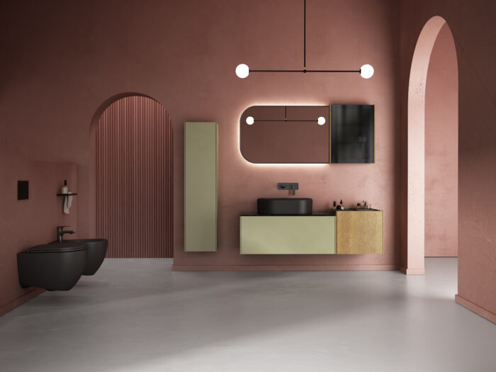 Isvea Curvo Lavabo Ünitesi, 150 cm, Siyah Lavabolu - 21CRS911150I - Banyo Dolapları - 1