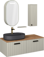 Isvea Rinato Lavabo Ünitesi, 120 cm, Sol, Taş Gri - Beyaz Lavabolu - 21RNS715120I - Banyo Dolabı Takımı