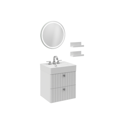 Isvea Vea Lavabo Ünitesi, Fırçalı Altın Kulplu, 60 cm, Beyaz - 21MNS411160I - Banyo Dolapları