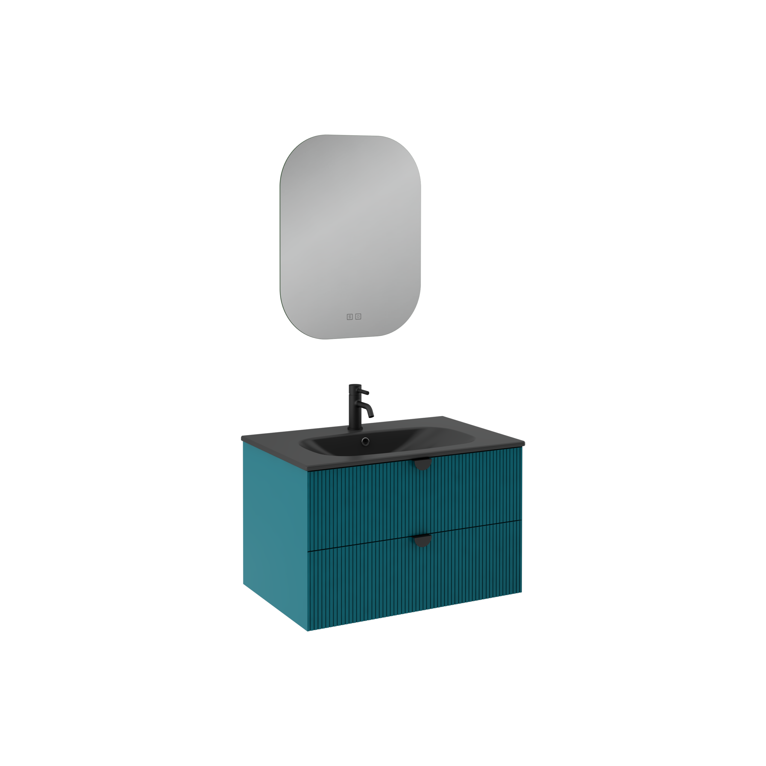Isvea Infinity Lavabo Ünitesi, 80 cm, Okyanus, Siyah Lavabolu