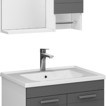 Isvea Platon Lavabo Ünitesi, 65 cm, Beyaz - Koyu Gri - 27PTS012065I - Banyo Dolapları