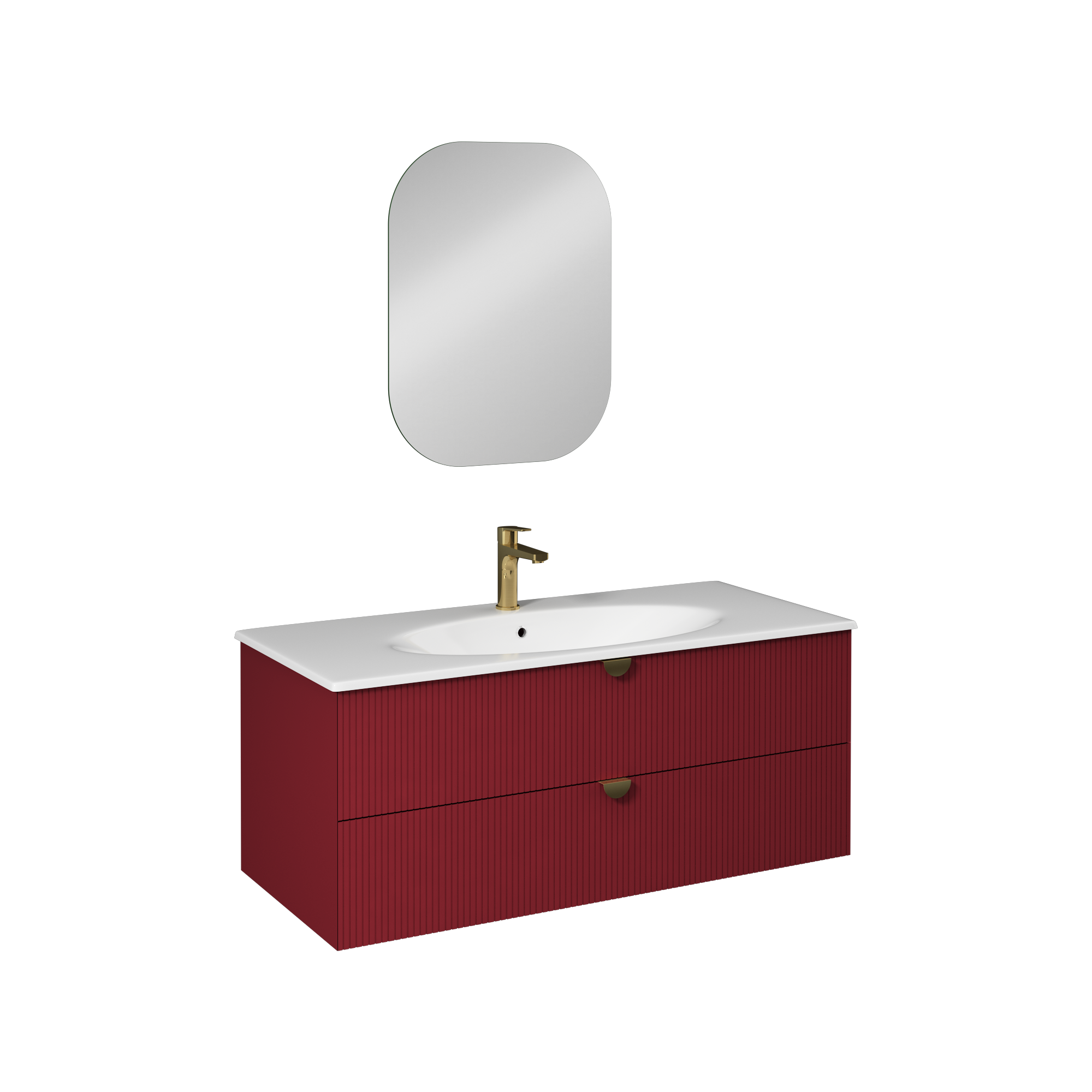 Isvea Infinity Lavabo Ünitesi, 120 cm, Yakut Kırmızı, İnoks Kulplu