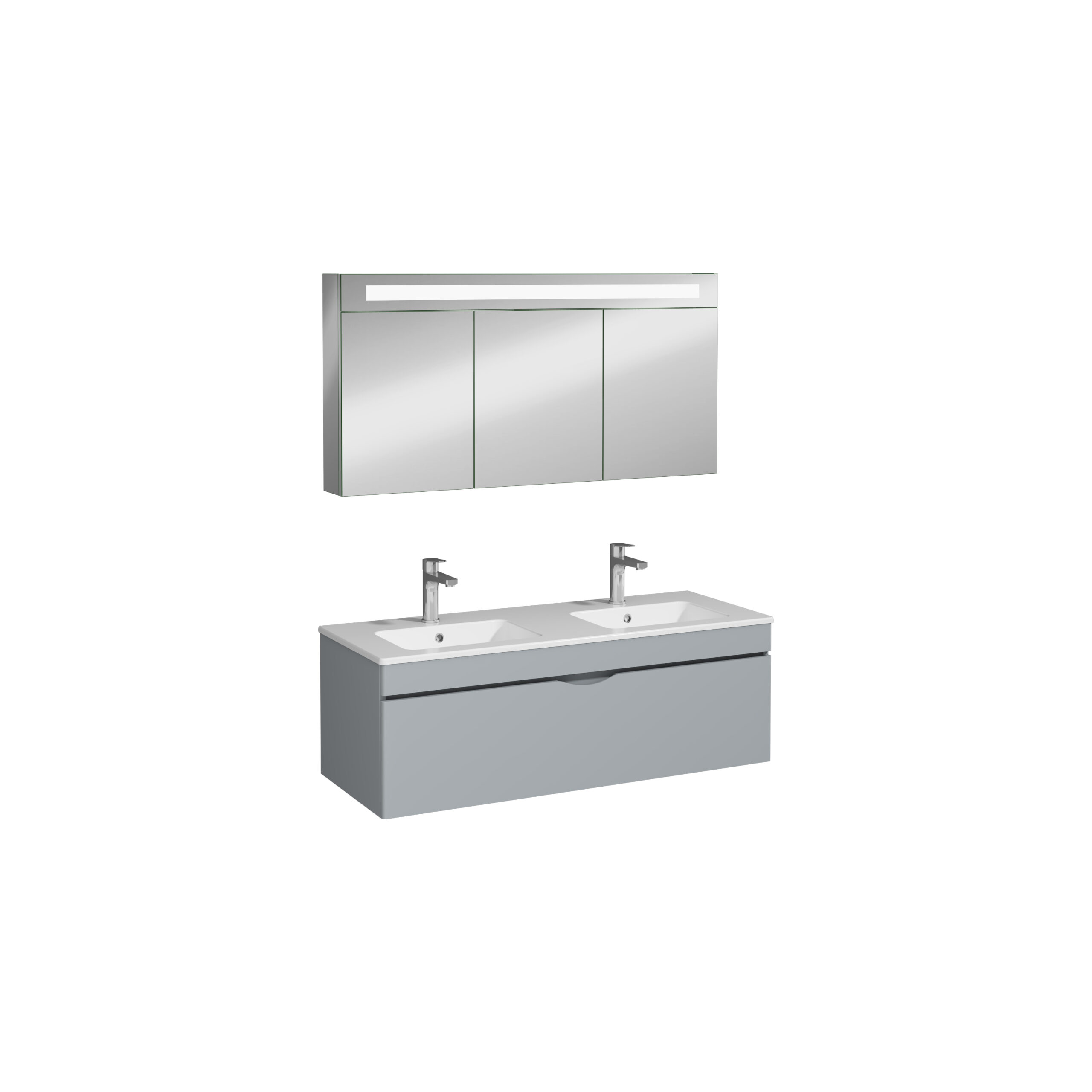 Isvea Roya Çift Hazneli Lavabo Ünitesi, Tek Çekmeceli, 120 cm, Çift Hazneli, Açık Gri