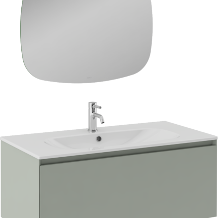 Isvea Coredo Lavabo Ünitesi, 100 cm, Çimento Gri - Beyaz Lavabolu - 21CRS382100I - Banyo Dolapları