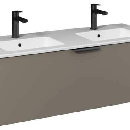 Isvea Liv Çift Hazneli Lavabo Ünitesi, Tek Çekmeceli, Siyah Kulplu, 120 cm, Soft Touch Yüzey, Lava - 24LVS222121I - Banyo Dolapları