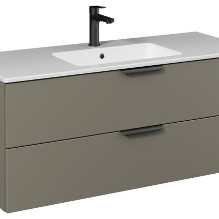 Isvea Liv Lavabo Ünitesi, Çift Çekmeceli, Siyah Kulplu, 120 cm, Soft Touch Yüzey, Lava - 24LVS211121I - Banyo Dolapları