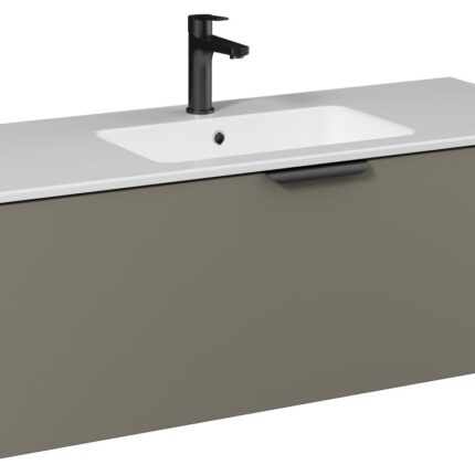 Isvea Liv Lavabo Ünitesi, Tek Çekmeceli, Siyah Kulplu, 120 cm, Soft Touch Yüzey, Lava - 24LVS221121I - Banyo Dolapları