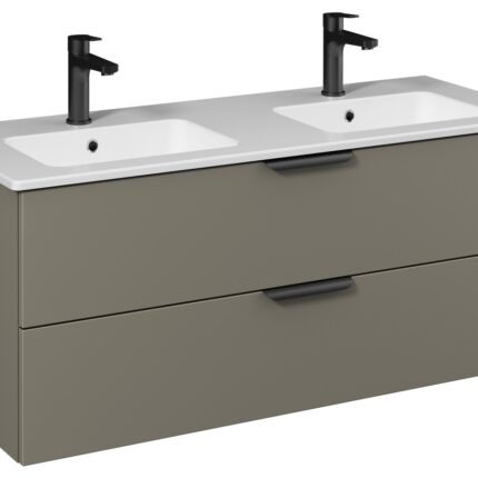 Isvea Liv Çift Hazneli Lavabo Ünitesi, Çift Çekmeceli, Siyah Kulplu, 120 cm, Soft Touch Yüzey, Lava - 24LVS212121I - Banyo Dolapları