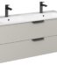Isvea Liv Çift Hazneli Lavabo Ünitesi, Çift Çekmeceli, Siyah Kulplu, 120 cm, Soft Touch Yüzey, Açık Kumbeji - 24LVS212120I - Banyo Dolapları