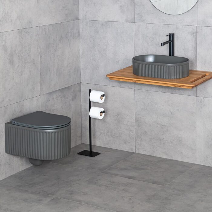 Lena E-W1002MF Tezgah Üstü Mat Füme Lavabo - Görsel 3