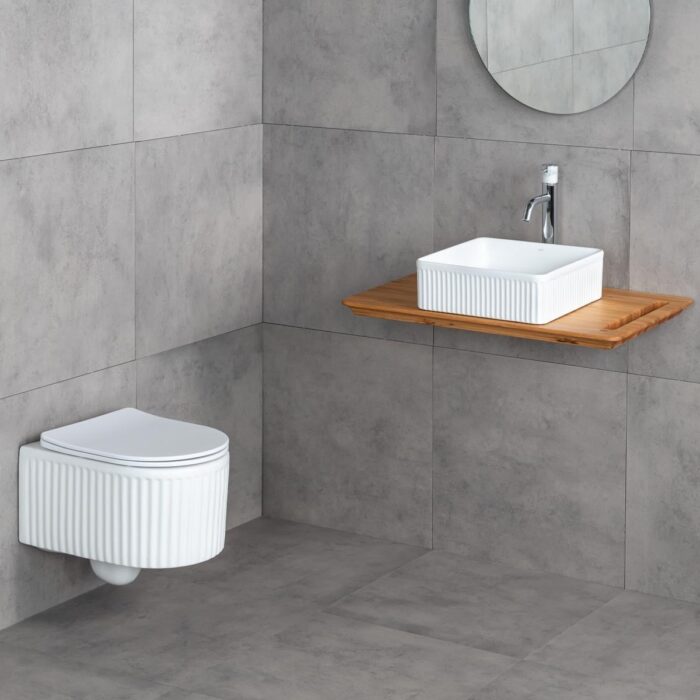 Lena E-W1003MB Tezgah Üstü Lavabo Mat Beyaz - Görsel 4