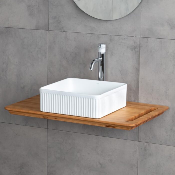 Lena E-W1003MB Tezgah Üstü Lavabo Mat Beyaz - Görsel 3