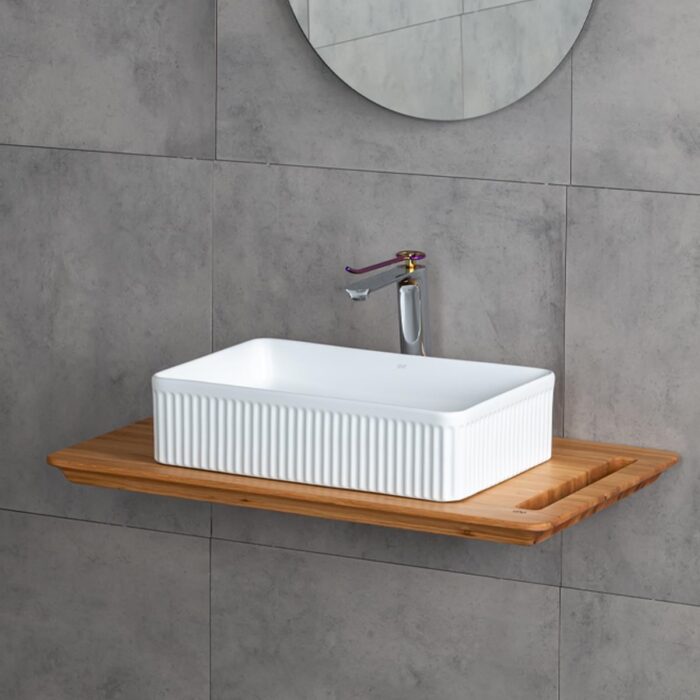 Lena E-W1004MB Tezgah Üstü Lavabo Mat Beyaz - Görsel 4