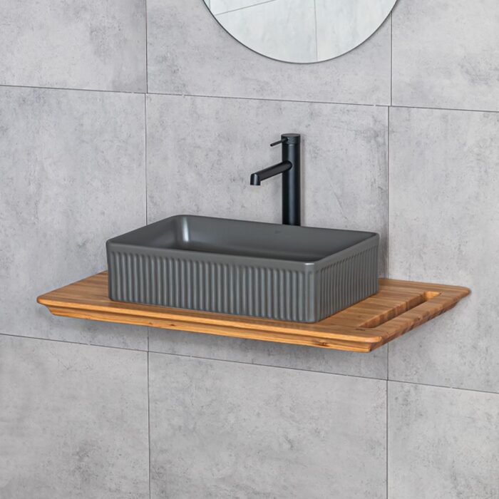 Lena E-W1004MF Tezgah Üstü Lavabo Mat Füme - Görsel 4