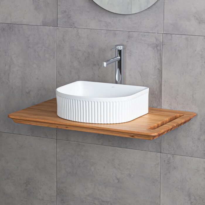 Lena E-W1005MB Tezgah Üstü Lavabo Mat Beyaz - Görsel 3
