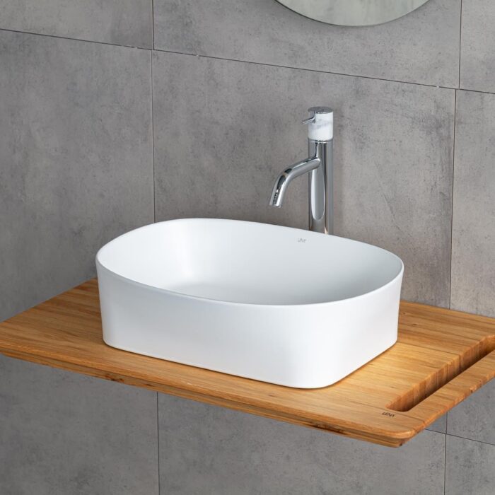 Lena E-W1051MB Tezgah Üstü Lavabo Mat Beyaz - Görsel 3