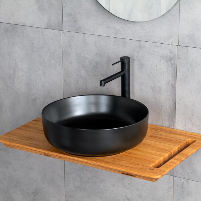 Lena E-W1201MS Tezgah Üstü Lavabo Mat Siyah - Görsel 3