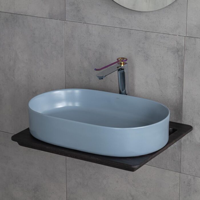Lena E-W1202MM Tezgah Üstü Lavabo Mat Mavi - Görsel 3