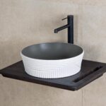 Lena E-W1502MKG Tezgah Üstü Lavabo Mat Koyu Gri & Beyaz - Görsel 2