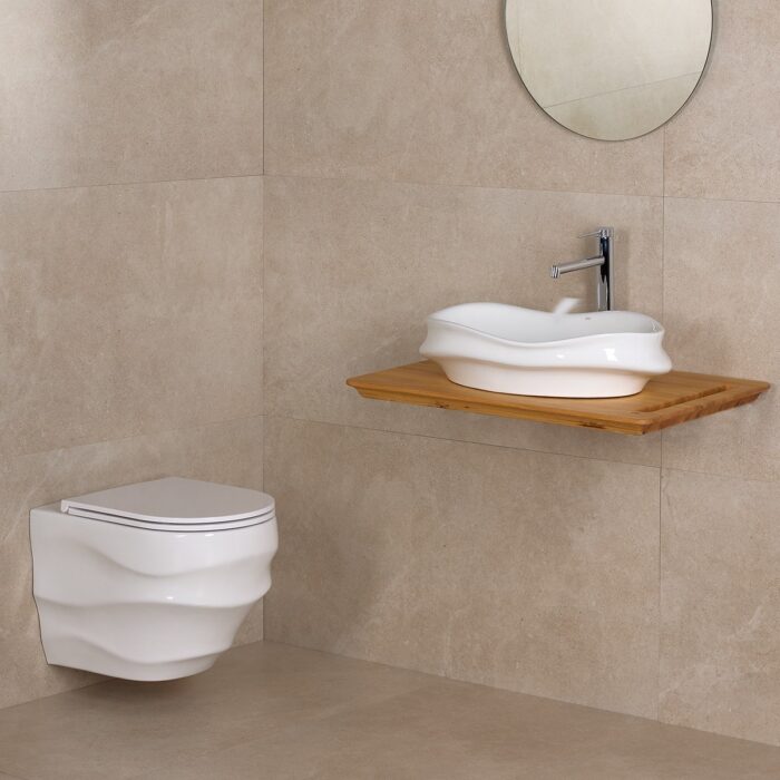 Lena E-W3000 Tezgah Üstü Lavabo Parlak Beyaz - Görsel 3