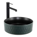 Lena E-W5001YS Tezgah Üstü Lavabo Mat Yeşil & Siyah