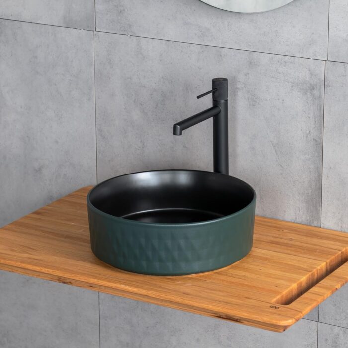 e-w5001ys-tezgah-ustu-lavabo-mat-yesil-b-bd5b.jpg Lena E-W5001YS Tezgah Üstü Lavabo Mat Yeşil & Siyah - Görsel 3