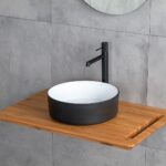Lena E-W5002SB Tezgah Üstü Lavabo Mat Siyah & Parlak Beyaz - Görsel 3