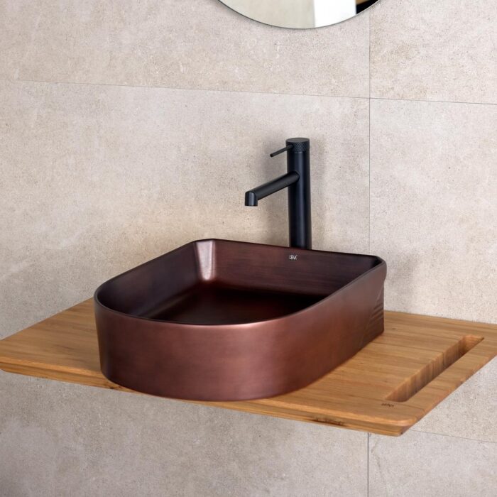Lena EH-5110C Tezgah Üstü Lavabo Mat Bronz - Görsel 3