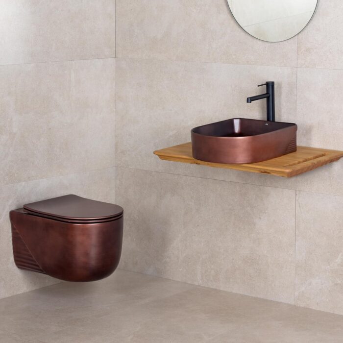 Lena EH-5110C Tezgah Üstü Lavabo Mat Bronz - Görsel 2