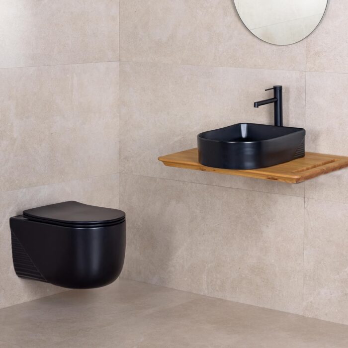 Lena EH-5110MS Tezgah Üstü Lavabo Mat Siyah - Görsel 3