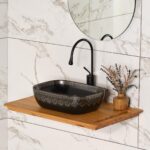 Lena EY-7033S Tezgah Üstü Lavabo Beyaz & Altın - Görsel 2