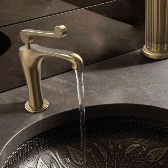 Fontana FA-6012 Fırçalanmış Altın Lavabo Bataryası - Görsel 2