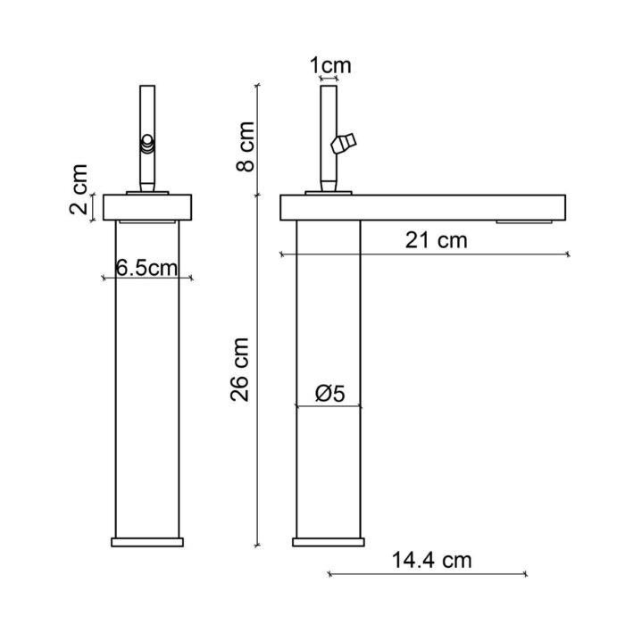 Fontana FA-8025 Yüksek Lavabo Bataryası Mat Siyah - Görsel 2