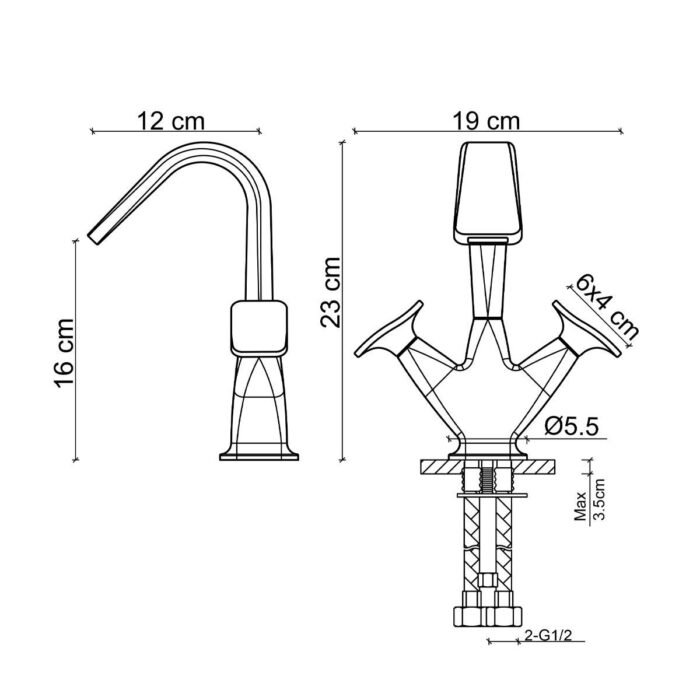 Fontana FK-1012 Altın Lavabo Bataryası - Görsel 3